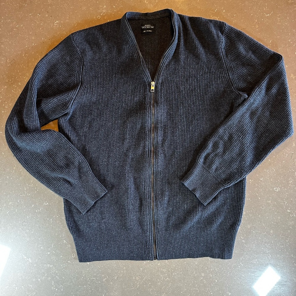 Men's Grey wool/cotton Blue Sweater designer, All Saints XXL